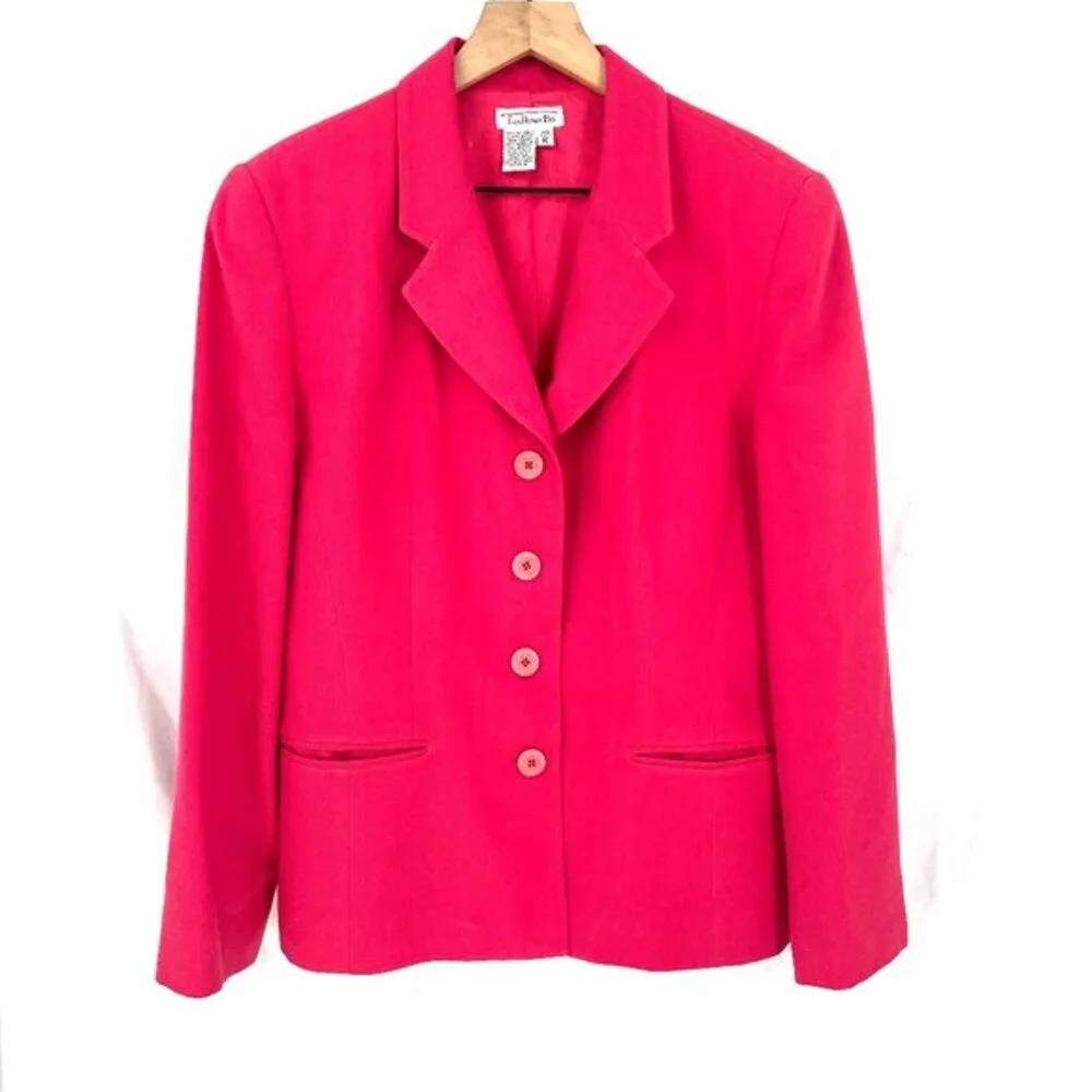 Vintage Talbots worsted‎ wool bubble gum pink 4 button blazer jacket career 10